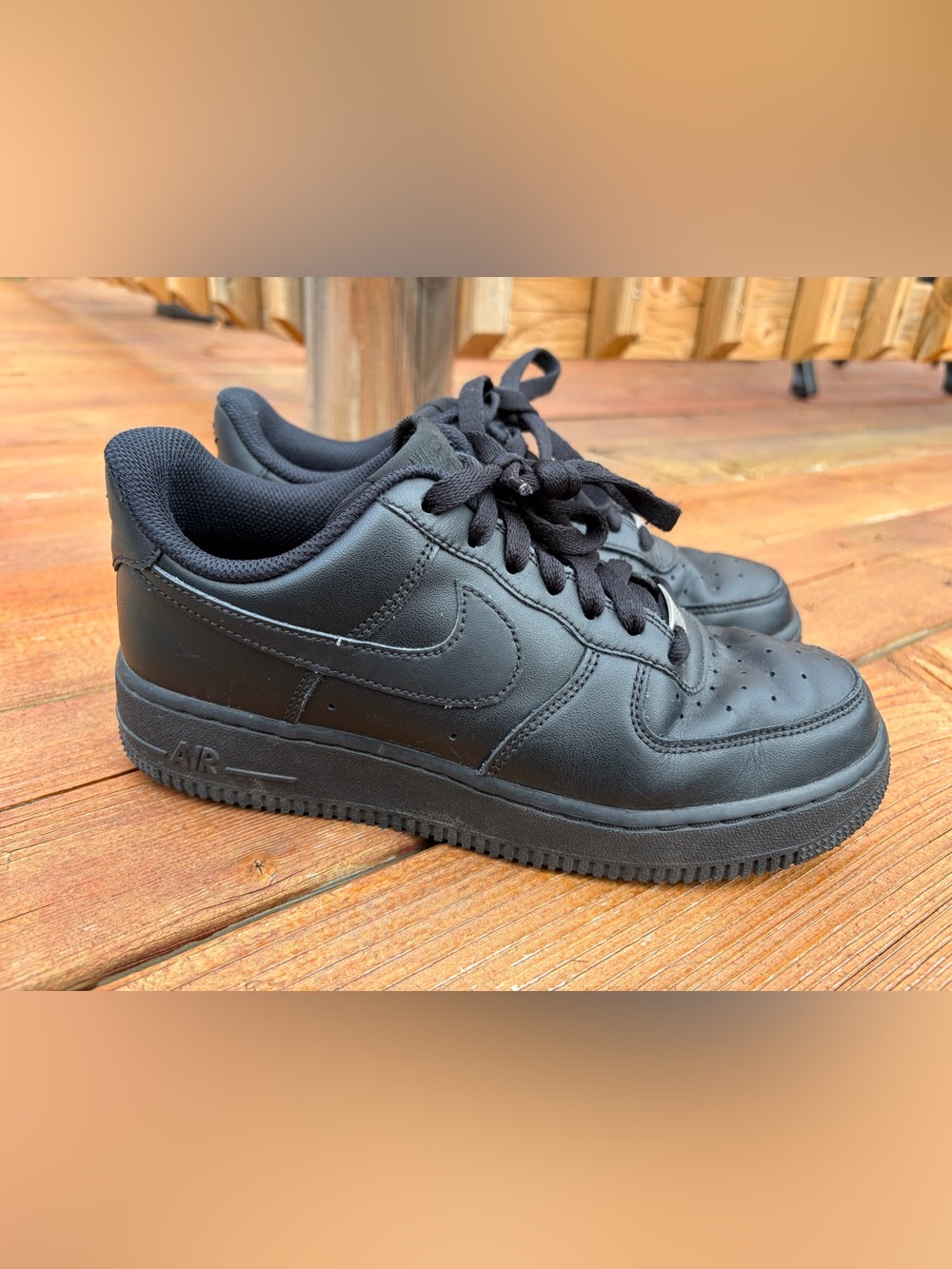 Nike Air Force 1 Low Triple Black Leather Sneakers – Men’s US 6 / Women’s 7.5